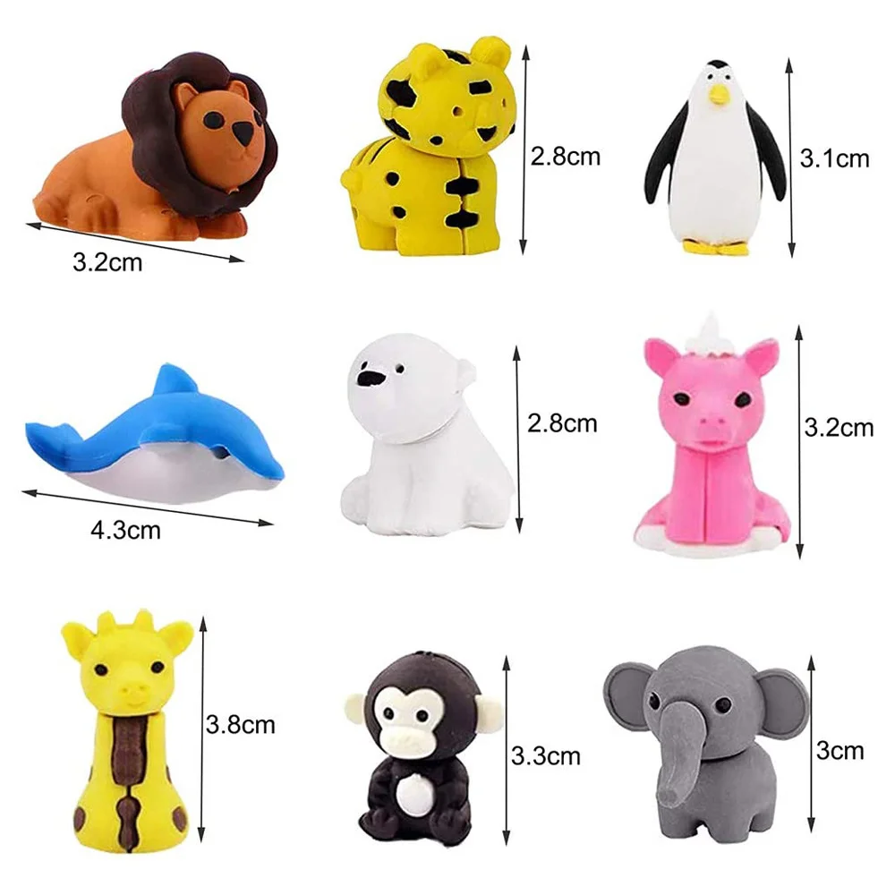 Kawaii Eraser,Cartoon Kids Pencil Erasers Funny Animal Cute Eraser For