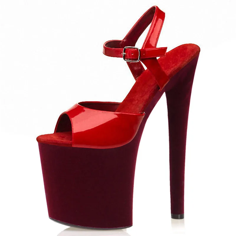 Full Dress New Pole Dance Shoes Wine Red 8inch Sexy Platform Sandals