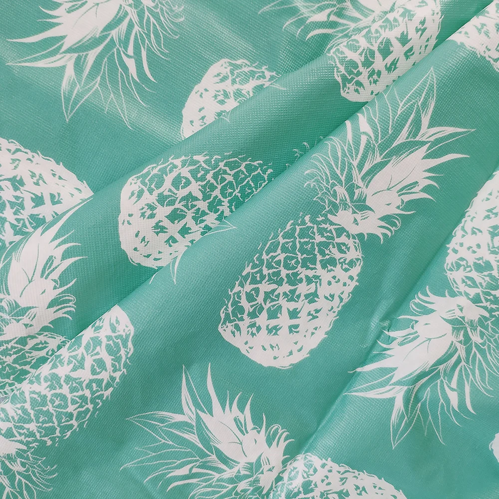 Resistant Spill Proof and Tablecloth Plastic Fruit Printing PEVA Non Toxic Non PVC Vinyl Flannel Back Tablecloth