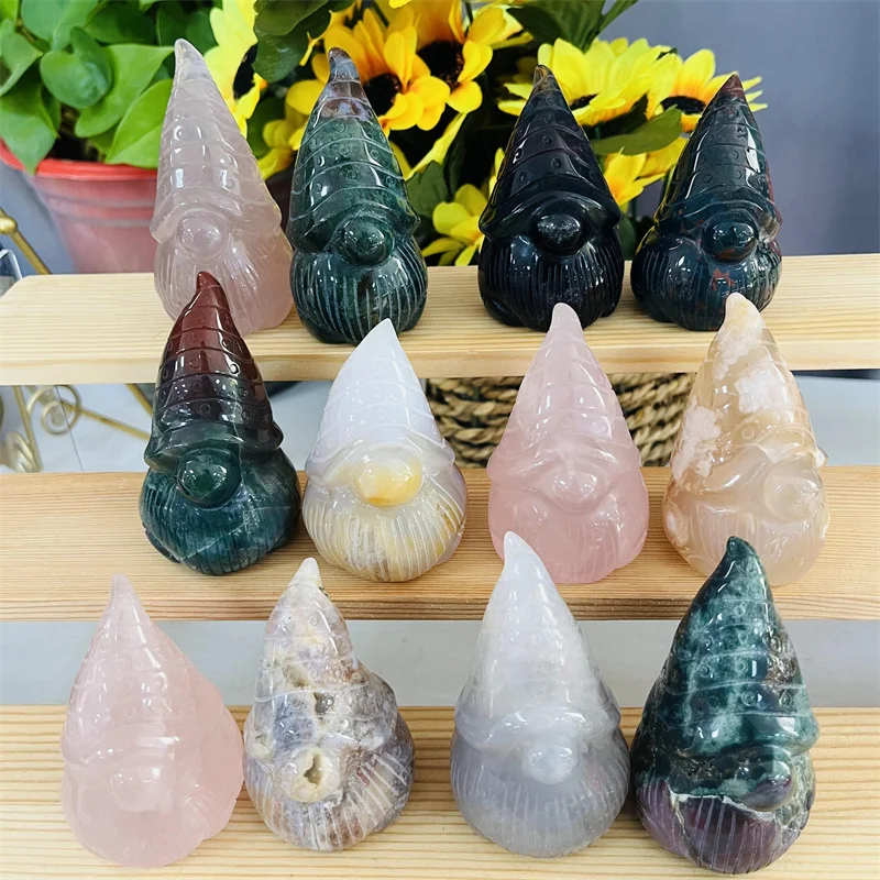 オーシャンジャスパー 小人 ノーム Hand-carved Ocean Jasper Gnomes - Kindfull Crystal Crafts