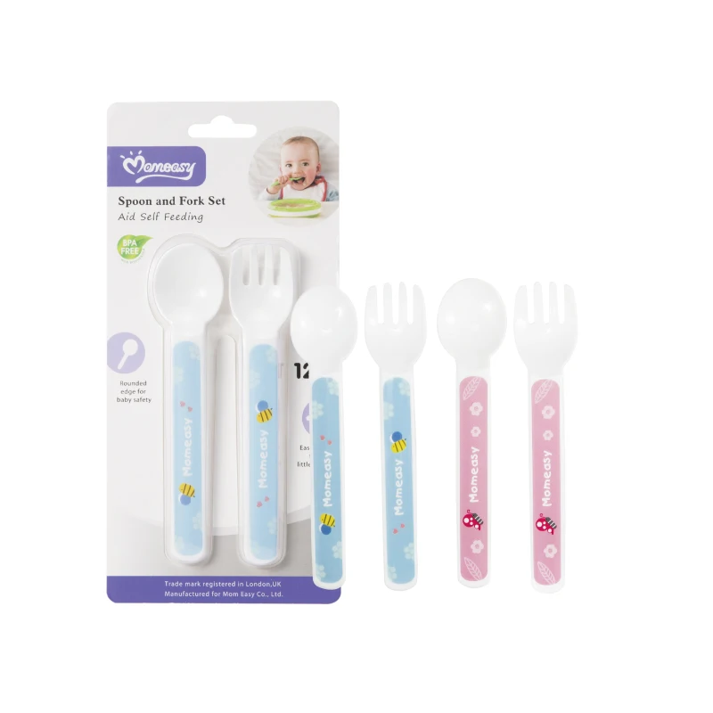 Food Eating Feeder Soft Tip Custom Baby Products BPA Free Baby Silicone Baby Spoon and Fork Set