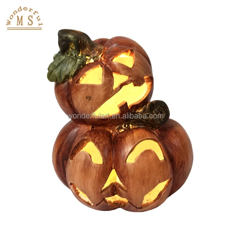 New Collection Home Decor Resin Pumpkin Figurines Lantern for Seasoning Ornament Fall and Halloween Holiday Party Celebration