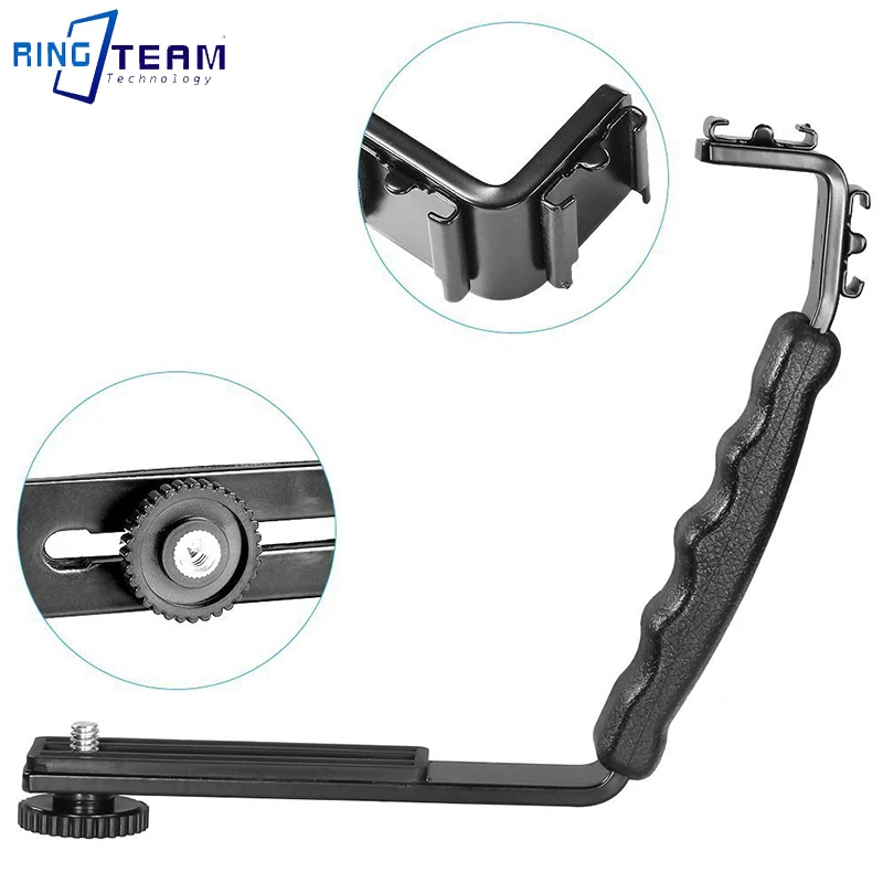 Camera L-Bracket Bracket Video Grip L-Bracket with Cold Shoe Mount 1/4" Tripod Screw Heavy Duty Padded Grip for DSLR Camera Cam supplier