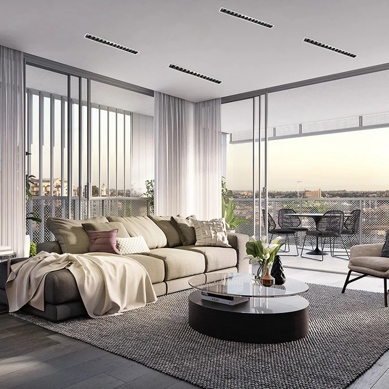 Led Embedded Linear Light Embedded Ceiling Spotlight Rack Adjustable Led Borderless square Grille Light