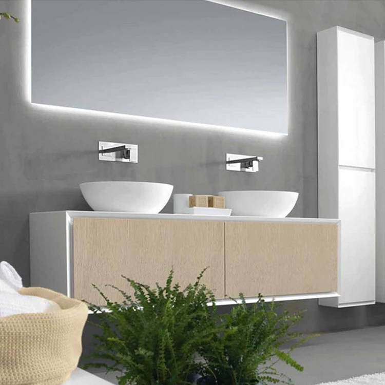 Современное отдельно стоящее зеркало для ванной комнаты шкафчик из массива дерева МДФ акриловая дверь меламиновая фанера керамическая Столешница для дома и отеля