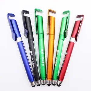 Business Gift Promotional School Office Plastic Ballpoint Pen With Stylus Phone Holder