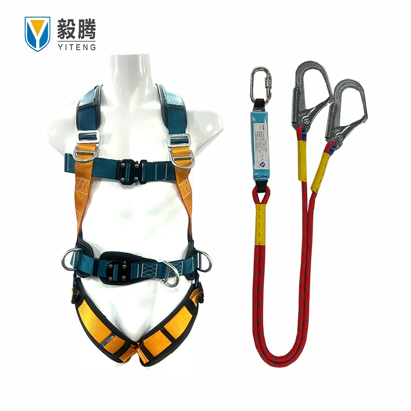 Safety Belt Safety Harness Fall Protection Full Body Roofing Harnesses with Shock Absorbing Lanyard