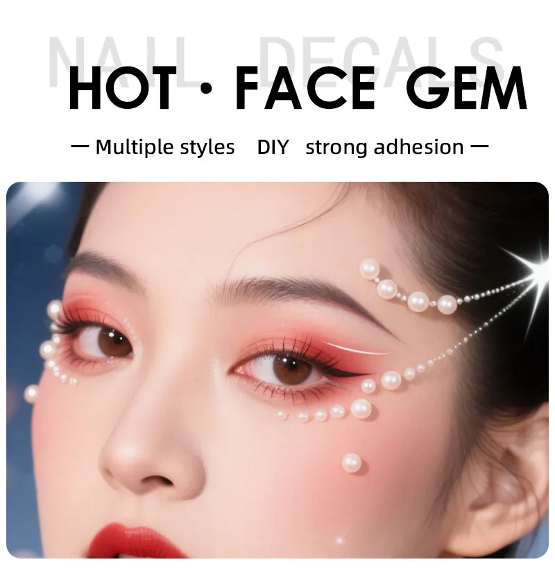 New Trends Bling Shiny Press-On Gems Rhinestone Sticker Face Jewels for Gala Makeup Made of Resin with Jelly Back factory