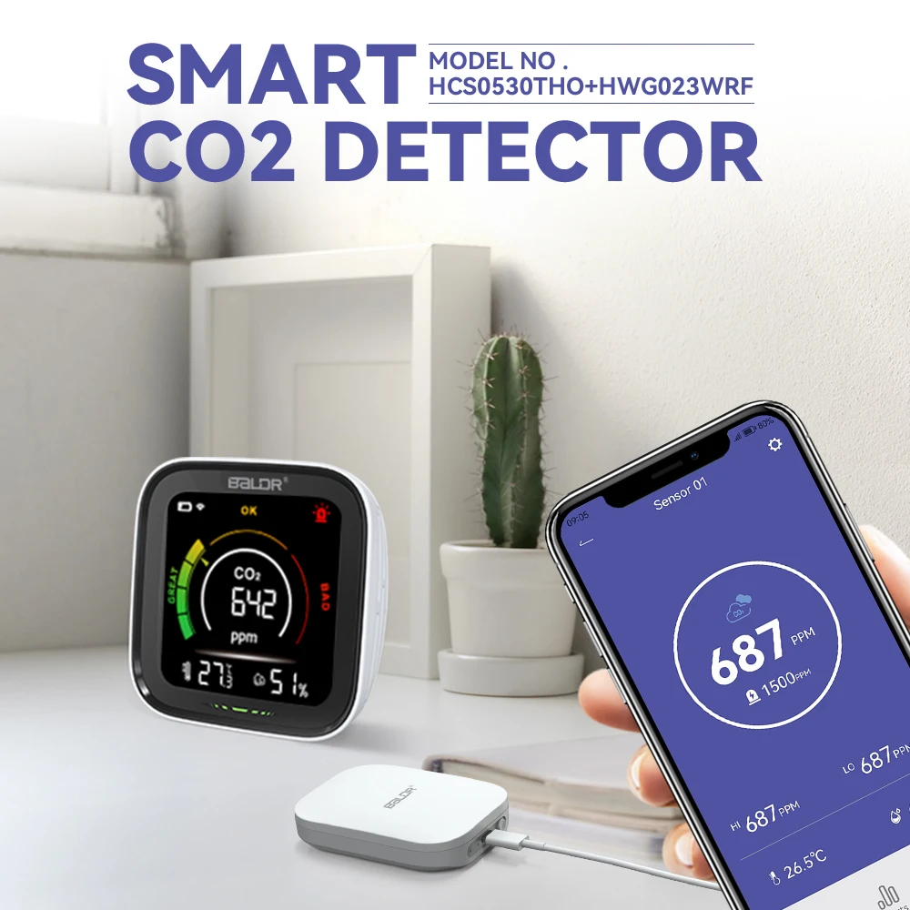 Baldr Co2 Monitor Temperature Humidity Meter Co2 Detector For Home ...