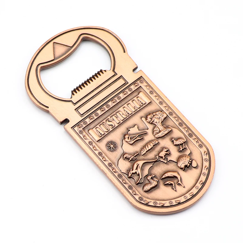 Factory Custom Design Australia Sydney Tourist Souvenirs Metal Resin Bottle Opener Fridge Magnet Keychain