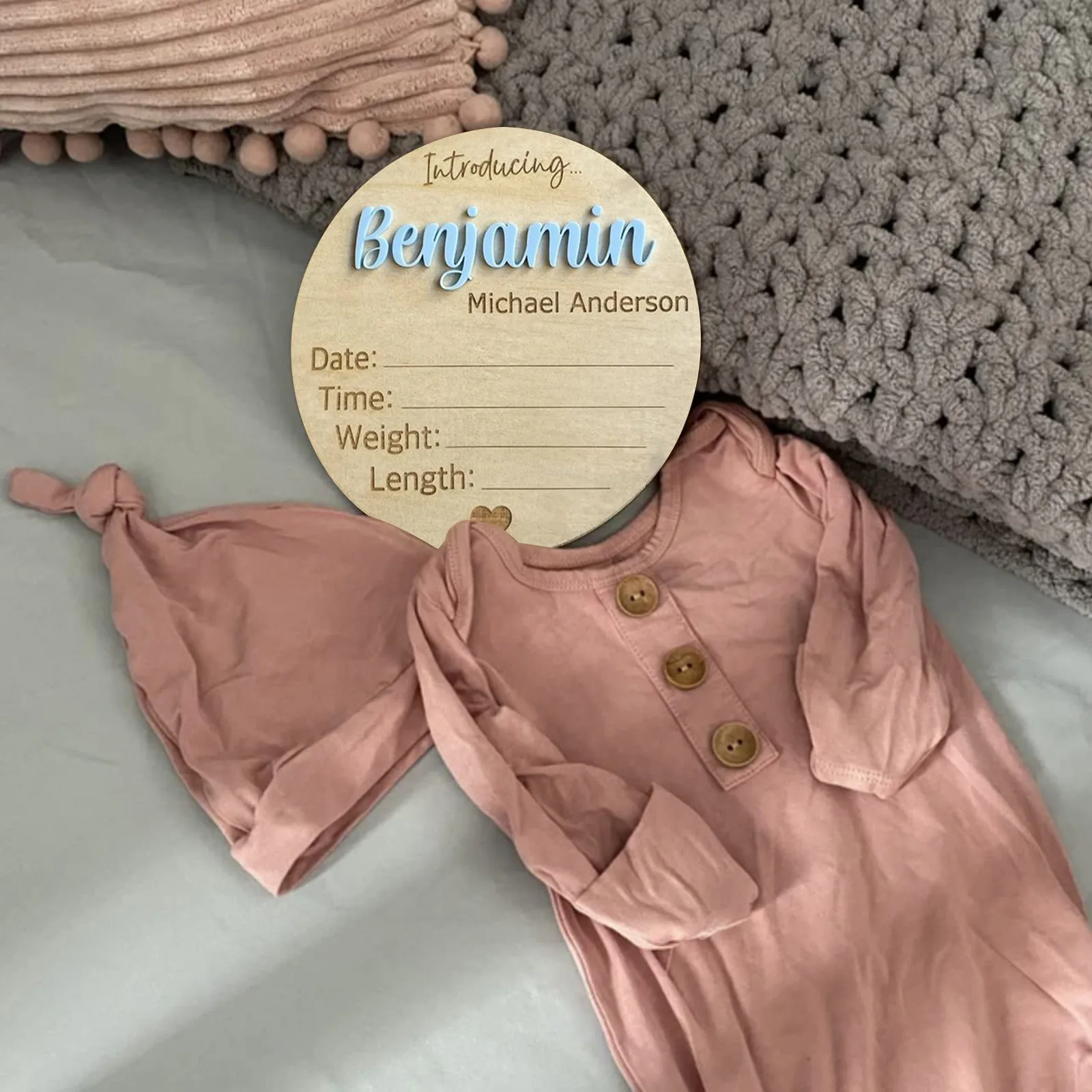 Panneau Bienvenue Bébé En Bois – Déco Rustique Pour Annonce De Naissance Ou Baby Shower