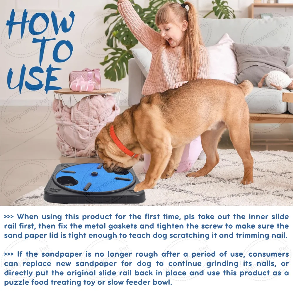 Newest Design 3 In 1 Dog Nail Scratching Pad Rotating Dog Food Storage