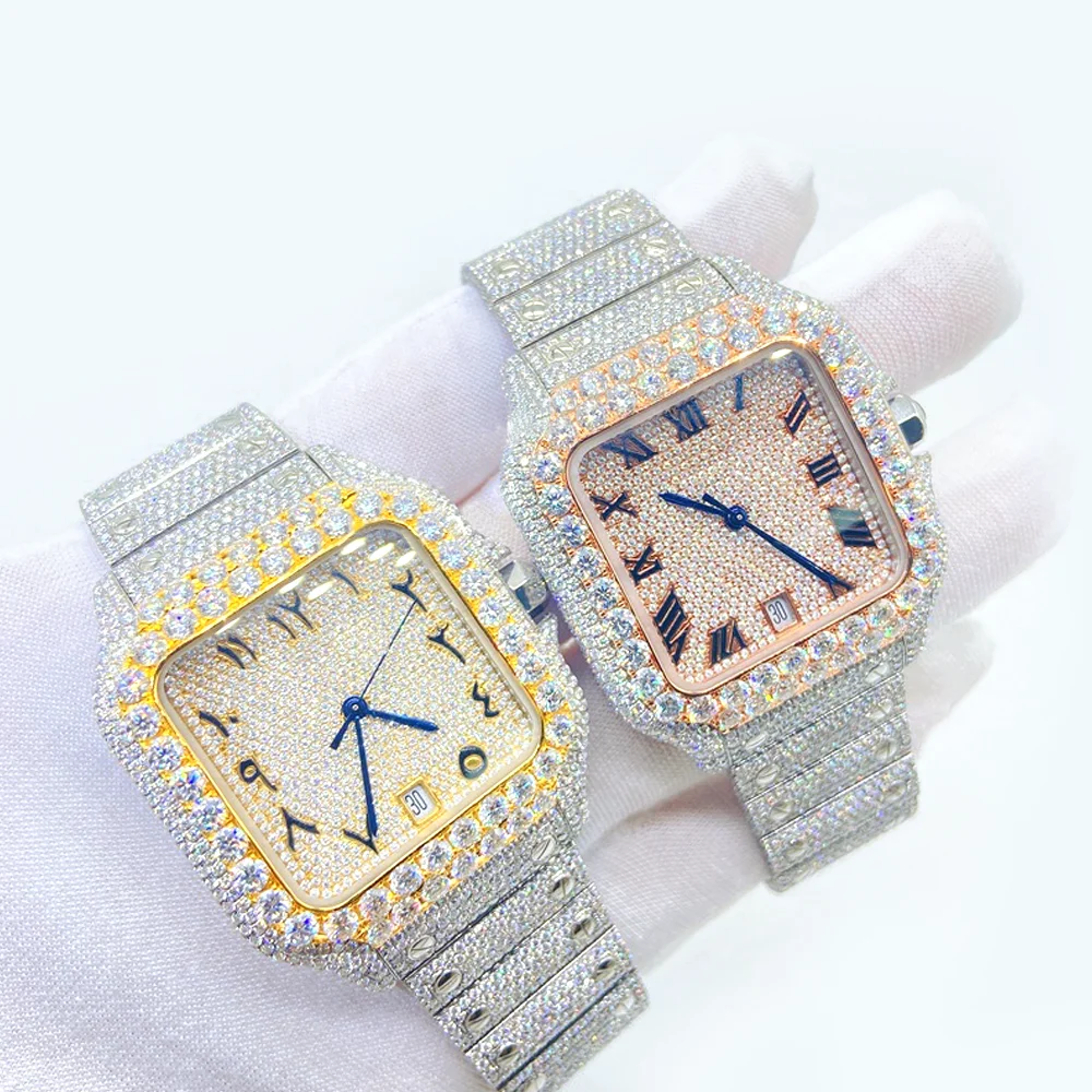 Luxury Custom Iced Out VVS 1/VS1 GRA Certified Reply Studded Moissanite  Diamond Buss Down HipHop Jewelry Watch Pass Tester