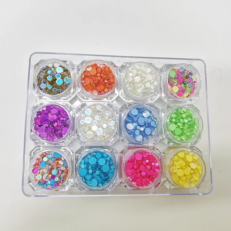 Wholesale Custom Logo Luxury Bulk K9 Quality Colored Back Crystal Beads 12 Grids Package Women Nails Rhinestone Glass in  Bulk.jpg