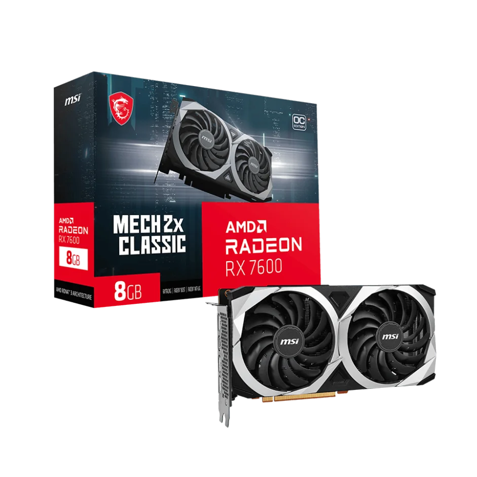 2023 New MSI RX 7600 MECH 2X CLASSIC 8G OC Graphics Card AMD Radeon RX 7600 MECH 2X 8G OC