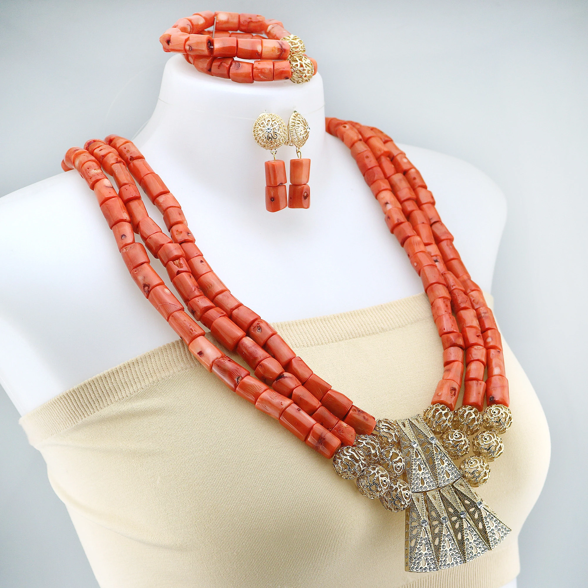 Zhuerrui Elegant Red Coral Beads Design Set for Parties
