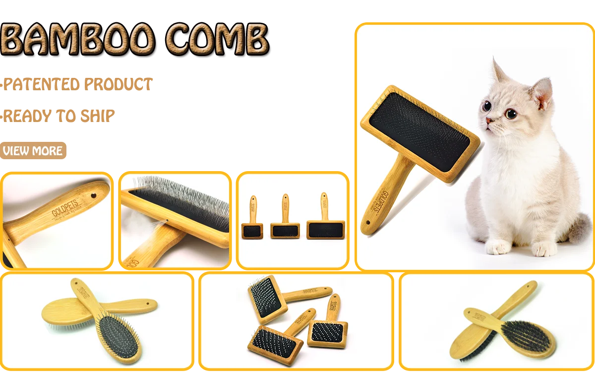 Quality Assurance Pet Rubber Pad Bamboo Handle Dog Undercoat Grooming