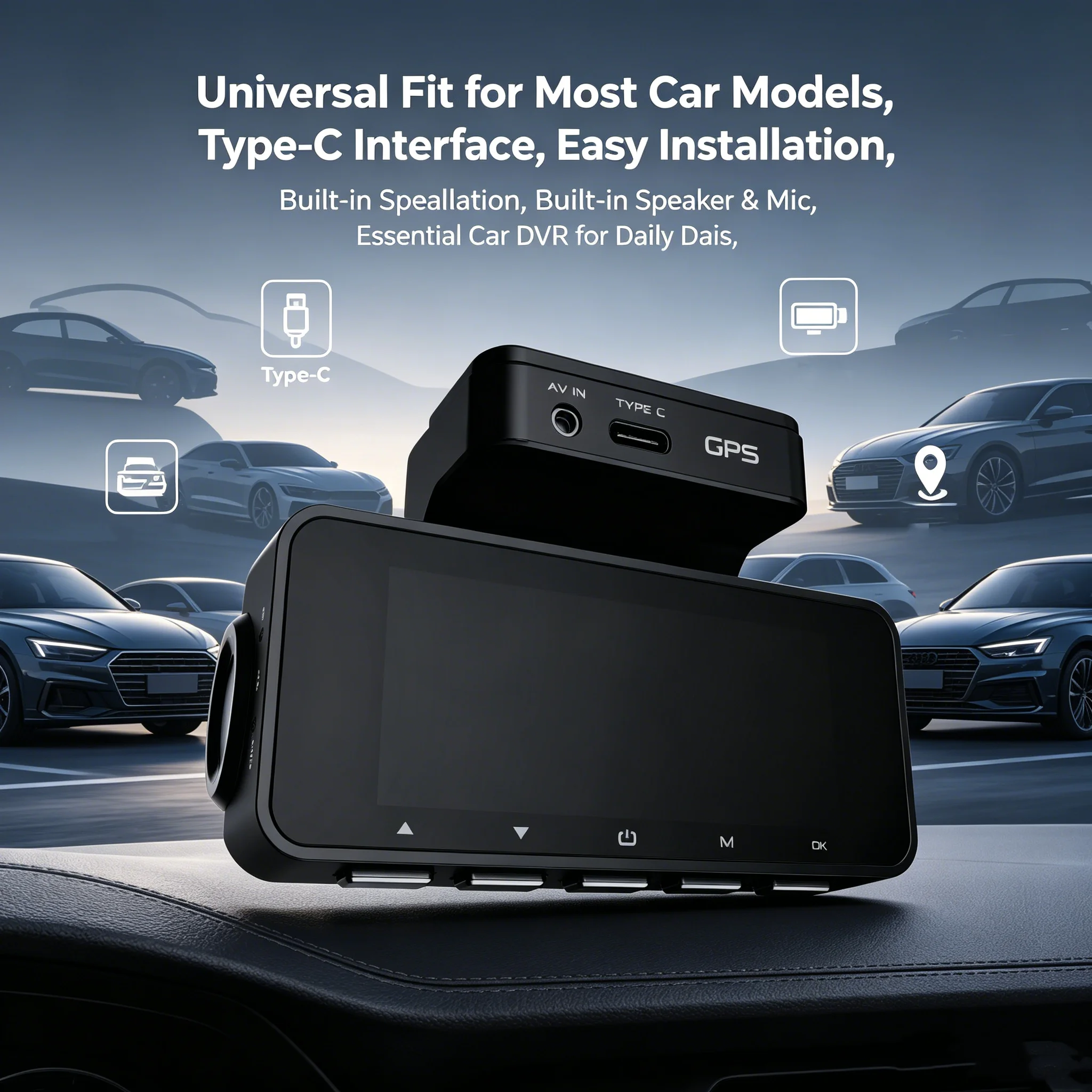 VS209 Car DVR Dash Cam Dual Lens Built-in 5G WiFi GPS APP Connection Real Time Video Preview Accurate Driving Video Recorder