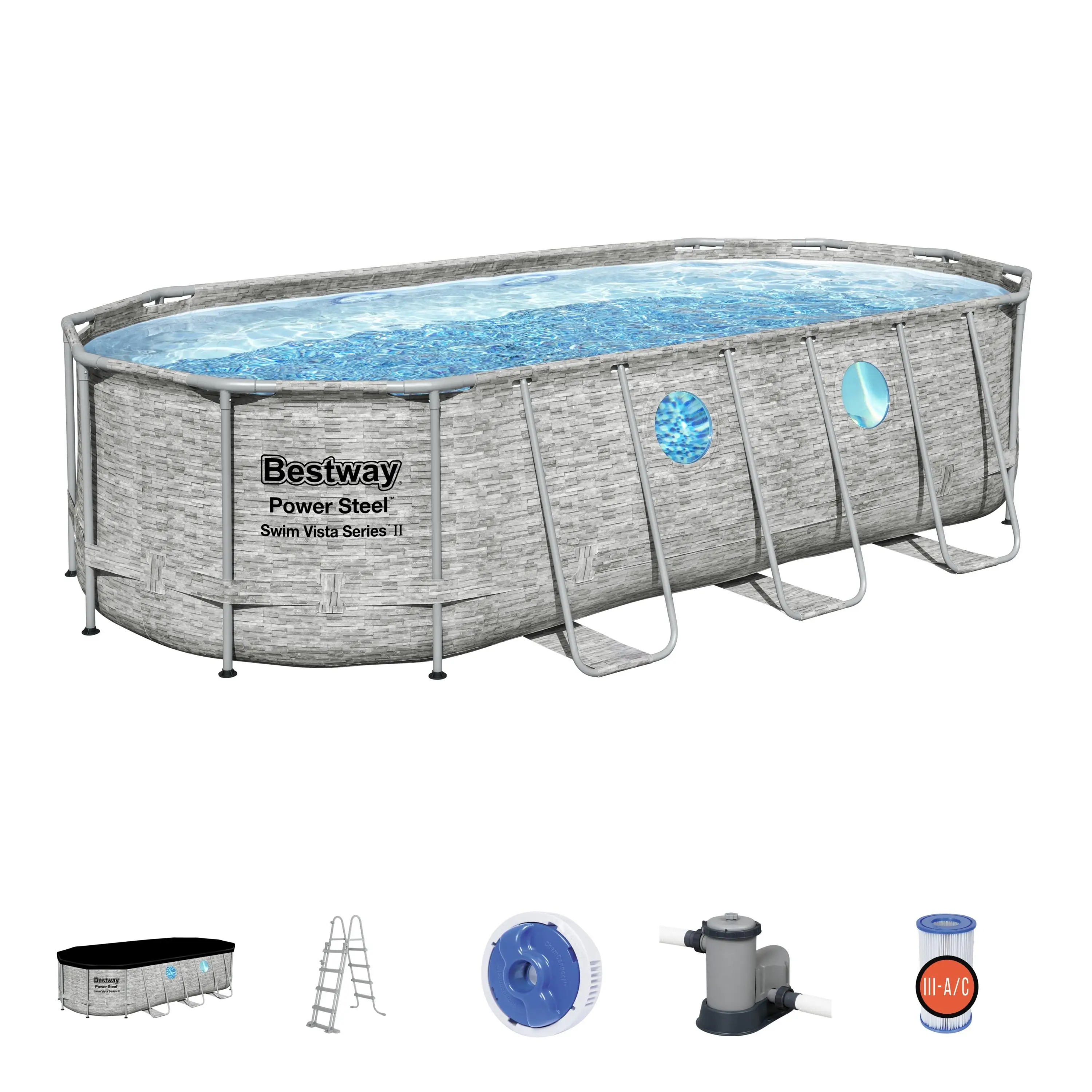 Bestway 56716 Power Steel oval Pool Above Ground frame pool