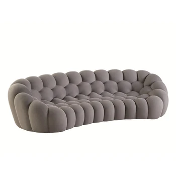 Modern designs sky gray  linen fabric living room sofa