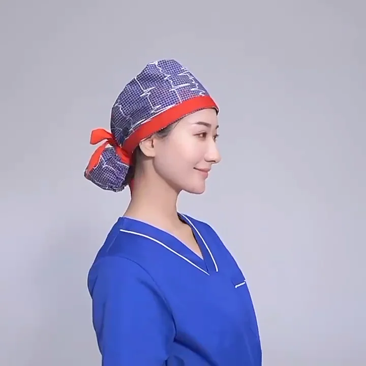 nurse scrub cap with buttons