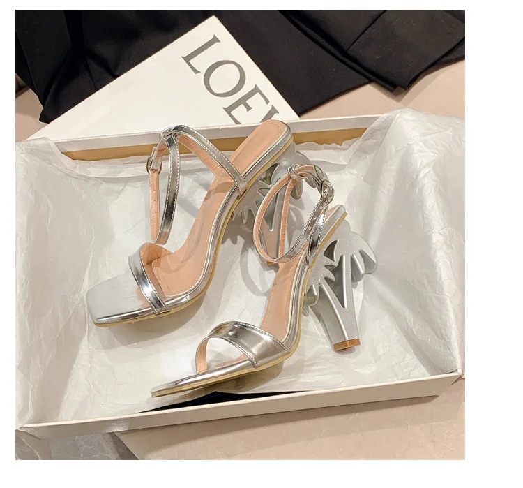 Fashion Square Toe Open Toe Sandales Femme Turquie High Heel Roman Palm Women