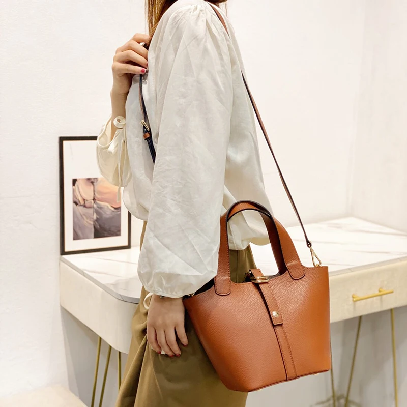 Buy Wholesale China Brand Picotin Lock Bag Saffiano Soft Original Leather  Bucket Bags 18cm 22cm With Wide Strap Bag & Lock Bag at USD 25