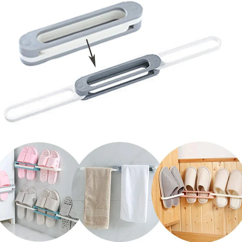 Slipper Storage Rack Bathroom Organizer Wall-mounted Shoe Rack Household  Punch Free Foldable Combined Shoes Holder Space Saving