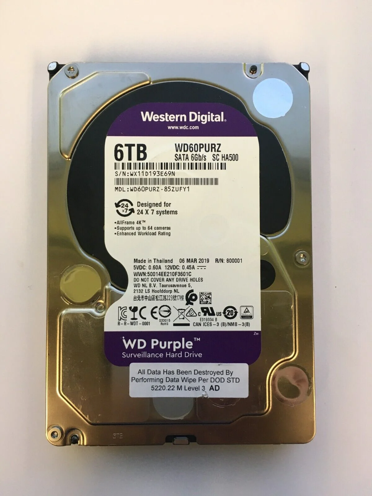 Digital Wd Purple Sc Ha500 2tb 4tb 6tb Surveillance Hdd Sata Iii 6.0gb ...