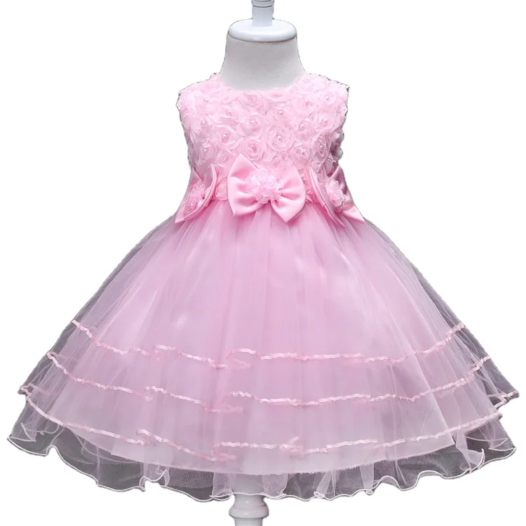 Robe Baptême Bébé Fille Tutu Avec Nœud Papillon - Satin Et Tulle Pour Cérémonie