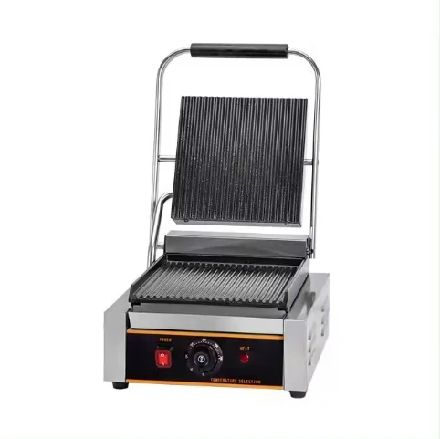 Elektr Panini Press Grill zanglamaydigan po'latli sendvich ishlab chiqaruvchi Ikkilamchi plita oziq-ovqat mashinasi kontakt grill