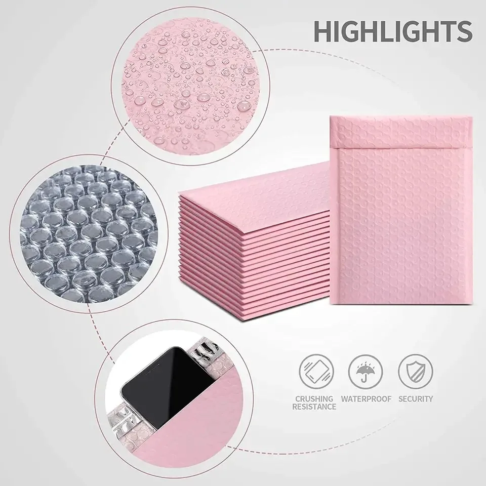 Support Custom Multiple Colors Shipping Packaging  Bubble Envelope Mailing Bag Metal Polygon Holographic Bubble Mail Bag