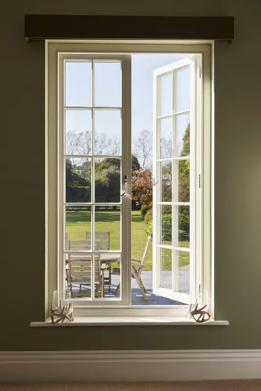 Double Glazed Thermal Break Aluminum French Windows with PVC Louvers ...