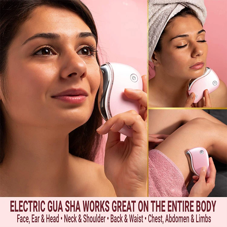 Wholesale Heated Board Guasha Facial Tool Pink Vibrating Gua Sha For