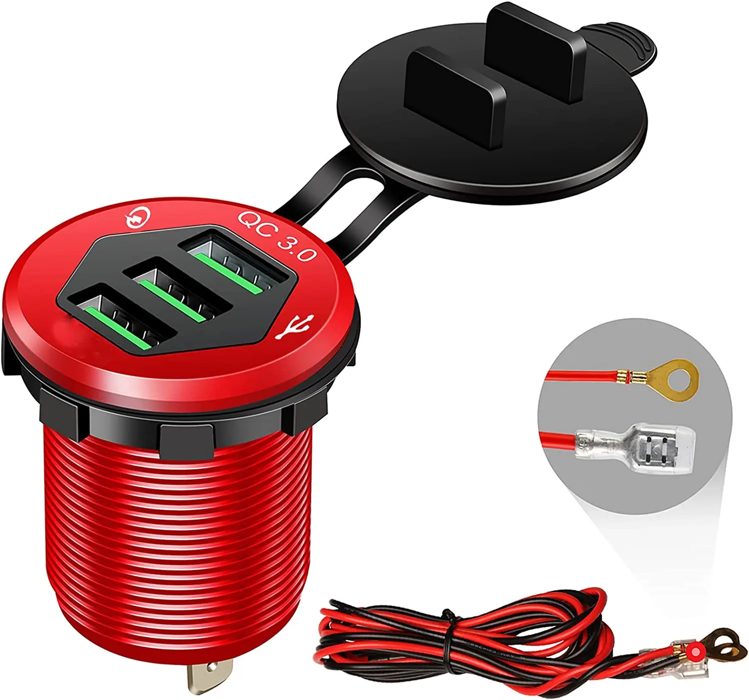 12V USB Outlet,Three Quick Charge 3.0 USB Car Charger 12V/24V 3-Port Fast Car Charger Compatible with iPhone factory