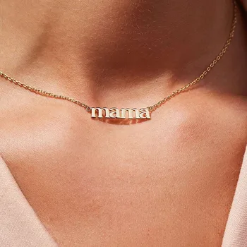 Non Tarnish Free Waterproof Jewelry Mother's Day Best Wish Mom Gift 18K Gold Plated Stainless Steel Mama Letter Necklace for Mom