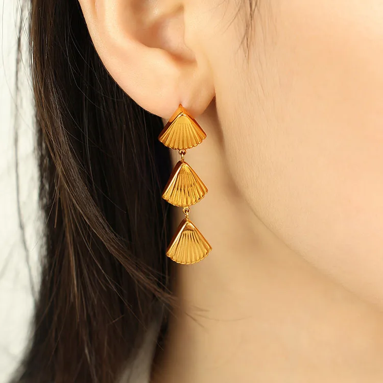 EN1034 Nicht trübe Gold Jakobs muschel Muschel Ohr stecker Ohrring