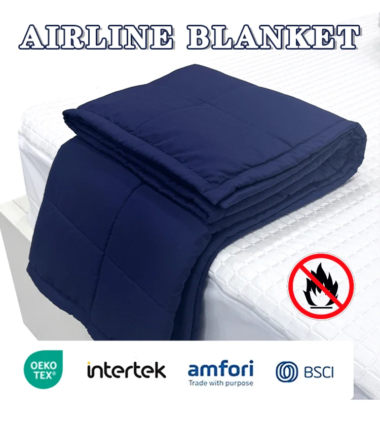 Custom High Quality Soft Warm Travel  Flame Retardant Airline Blanket for Airplane factory