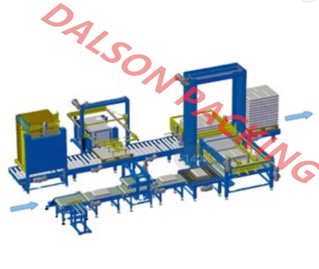 Whole Layer Carton Box Low Level Gantry Palletizer Stacking Pallet Wrapping Machine Line