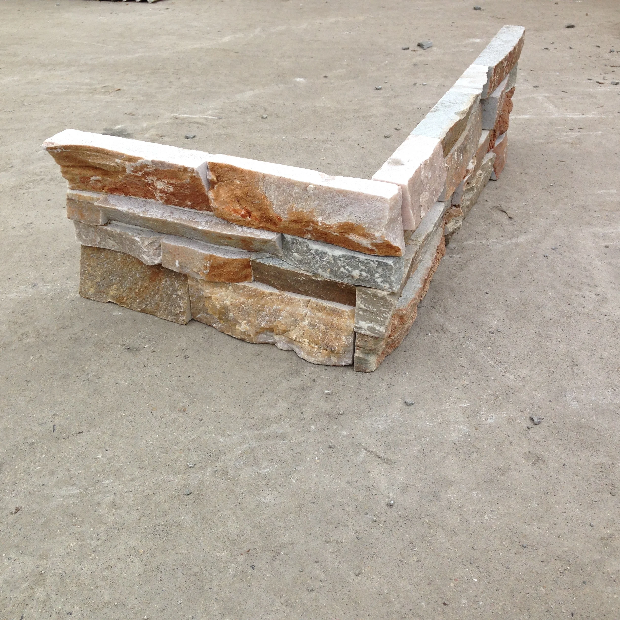 Rusty Quartz Nature Culture Stone for Home Decoration Stacked Slate Z Shape Wall Cladding for Wall Panel