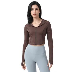 New Arrival Custom Women Sweatshirts Gym Jogging Plain Nylon Long Sleeves Casual Wear Women Gym Tops