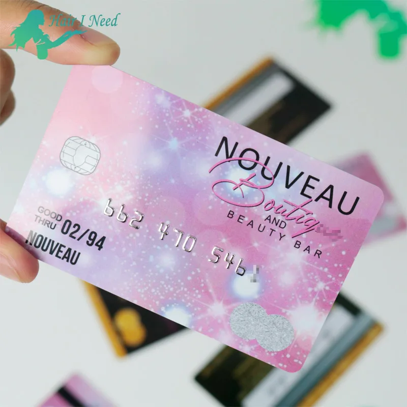 Custom Credit Card Size Business Card With Embossed Number Overlay for High Quality Pvc Business Card