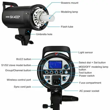 Godox SK400II 400Ws Photo Studio Accessories Flash Strobe Light Built-in 2.4G Wireless X System GN65 for Creative Shooting detail image