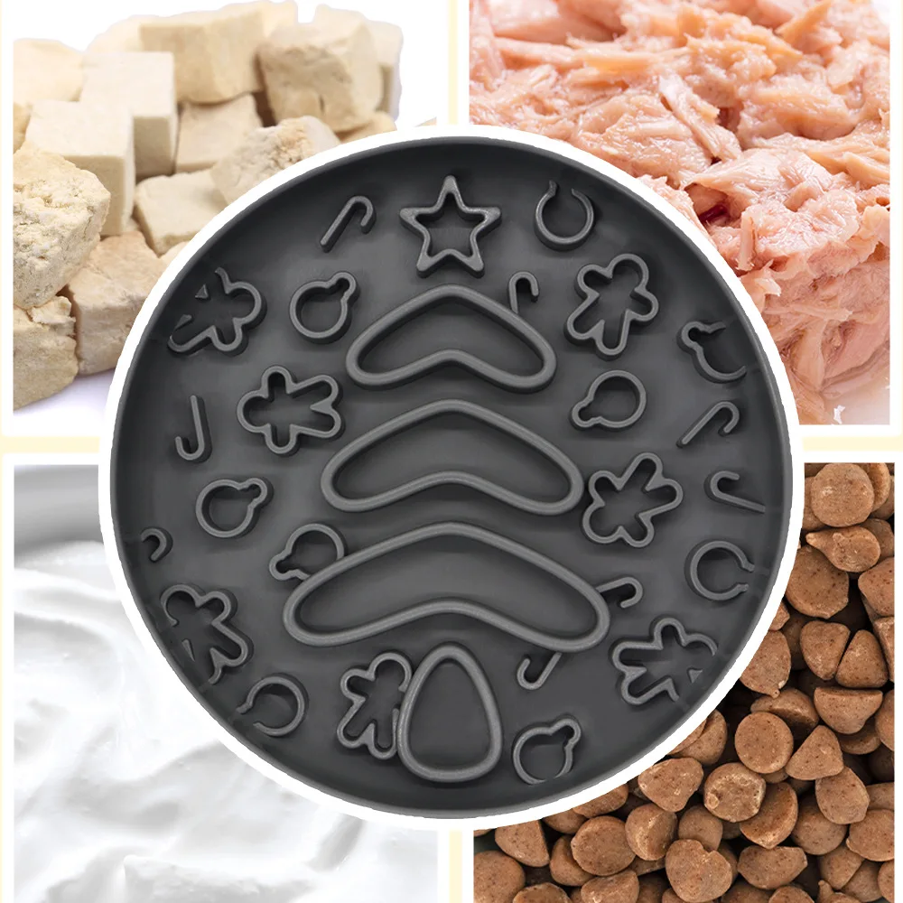 Christmas Dog Slow Food Bowl Food Grade Silicone Anti-Tipping Licking Pet Bowl with Suction Cup Easy Feed Pet Bowls & Feeders supplier