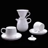 White - Ceramic Filter Pot + 2 Cups and Saucers