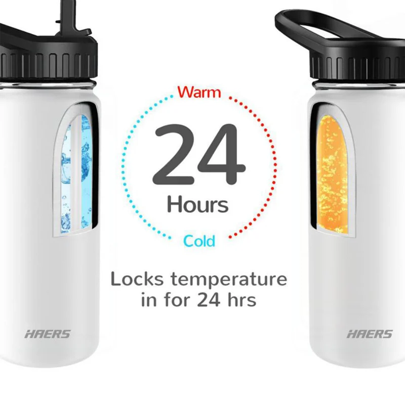 shiyou-32 oz Bouteille d'Eau de Sport à Double Paroi Isolée sous Vide Enduite de Poudre, Flacon Thermique à Grand Ouverture en Acier Inoxydable 18/8 avec Couvercle à Paille et Bec, Étanche, Sans
