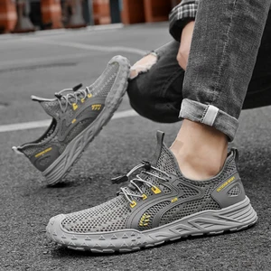 New Custom-made Men's Breathable Thin Sports Mesh Lace-up Fashionable Lightweight Casual Shoes