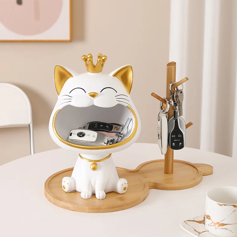 Wood Craft Gift Keys Holder Rings Tray Jewelry Phone Wooden Tray Valet Tray Key Chain Bowl for Table Kitchen Storage Shelf