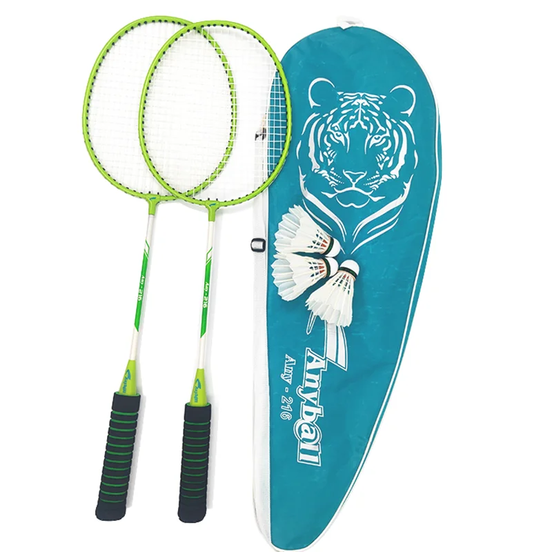 Promotional wholesale custom-made cheap steel badminton racket Playing badminton racket set