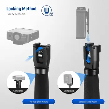NEEWER 12"/30cm Telescoping Interview Mic Handle for Wireless Go, Lavalier Video Microphone Handheld Adapter with Cold Shoes detail image